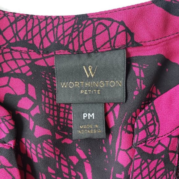 3/30$🔥Worthington Pink Black Prt Long Sleeve Top - Picture 7 of 11
